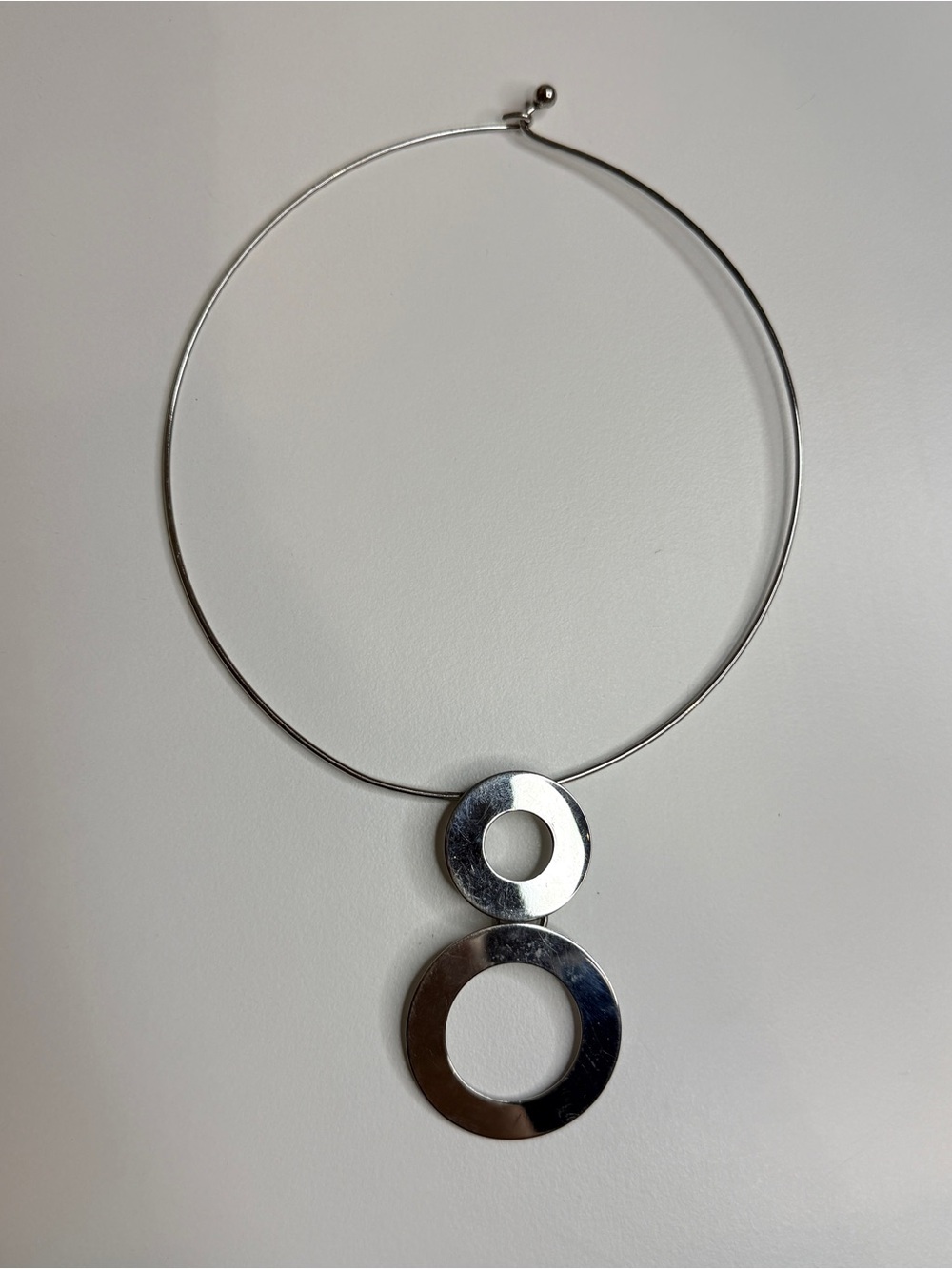 Silver ring collar necklace
